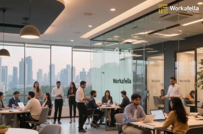 Workafella managed office space with modern design and collaborative workspace 